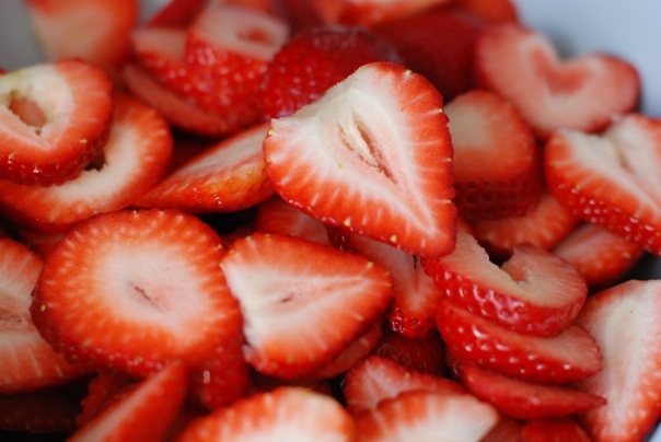 Sliced strawberries